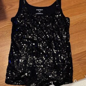 Old Navy Black Sequin Sleeveless Tank Top